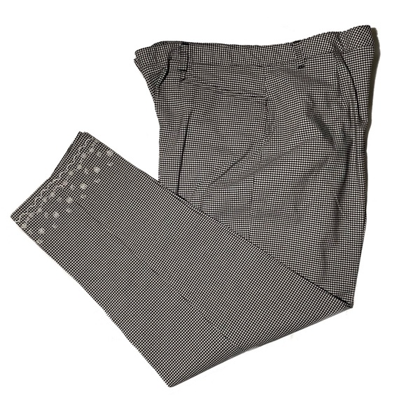 Crazy Horse A Liz Claiborne Co Floral Embroidery Checkered Pants Size 16 - Picture 9 of 9